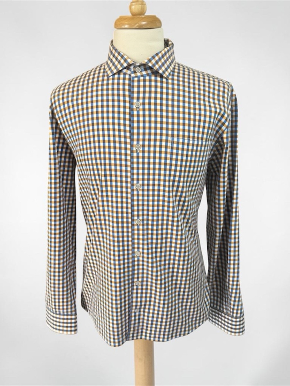 Johnnie- O Hanging Out Long Sleeve Button Check Mens Shirt Sz Large White Blue